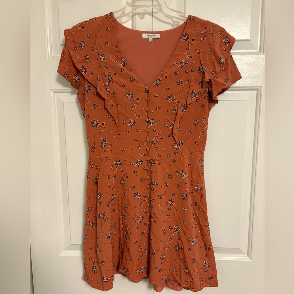 Madewell Floral Ruffle Mini Dress